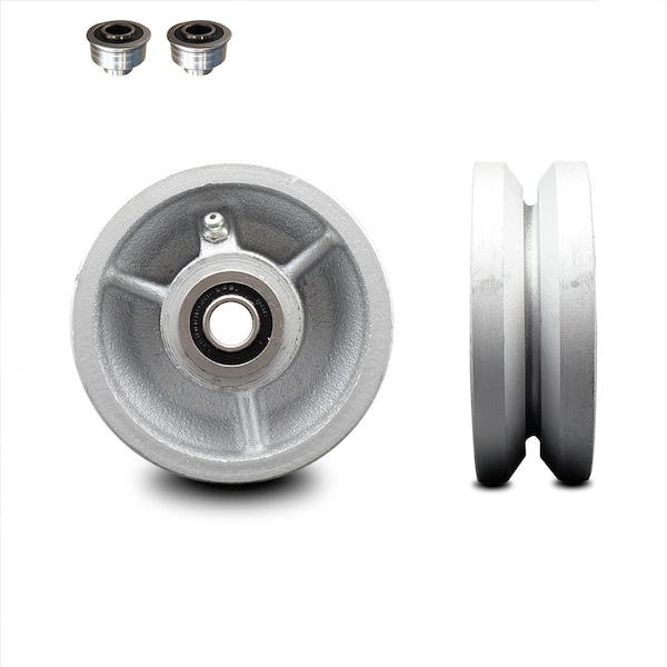 SCC -4" Semi Steel Cast Iron V-Groove Wheel Only w/Ball Bearing -800 lbs Cpty